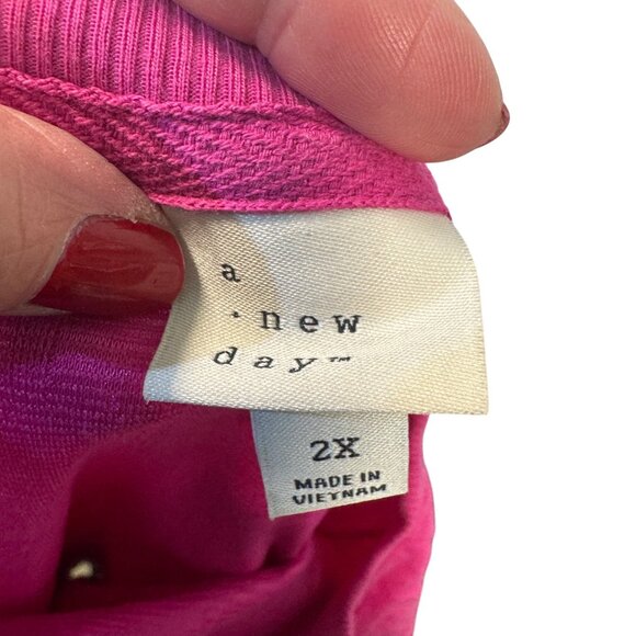A New Day Womens 2X Textured Fuchsia Crop Top - Picture 4 of 5